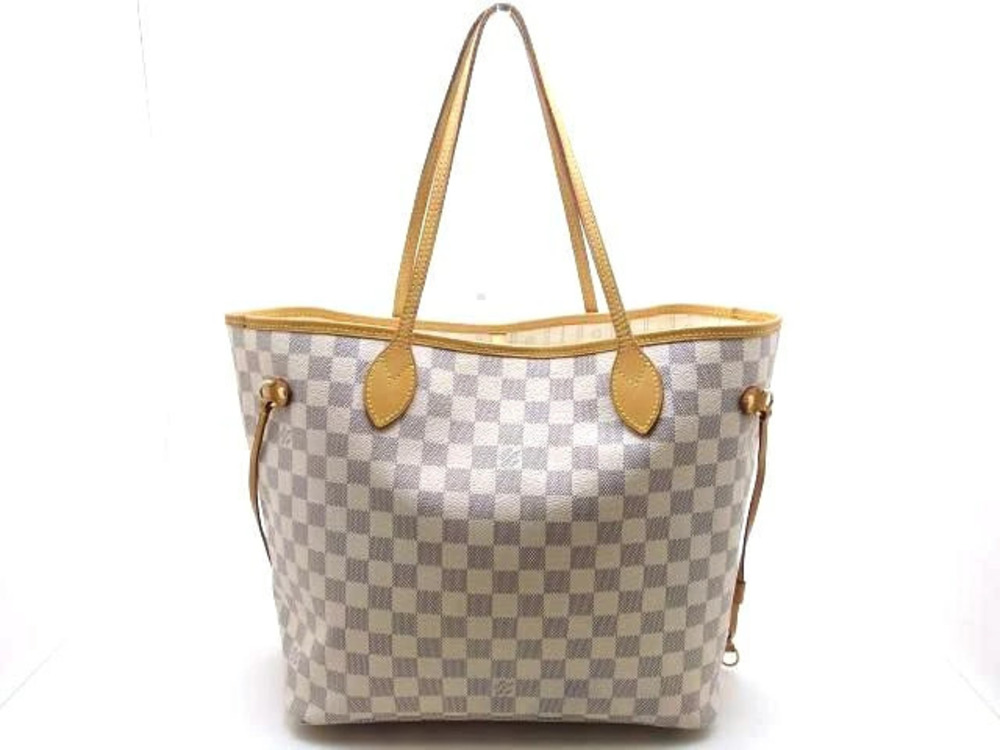 LOUIS VUITTON Neverfull Tote Bag Damier Azur White